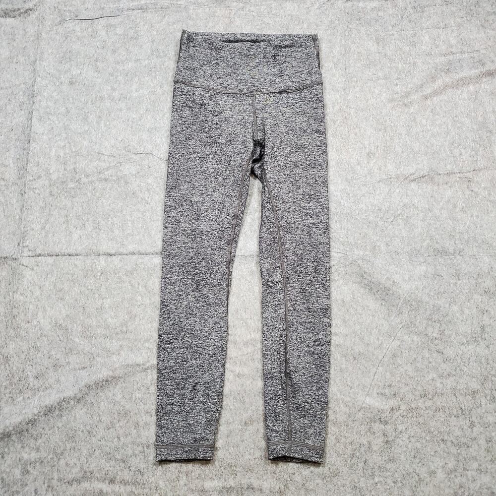 Lululemon Leggings Womens 4 Wunder Under Hi Rise 7/8 25" Heathered Black Yoga‎
